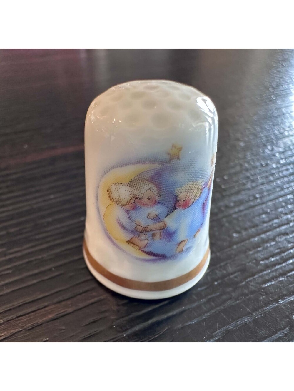 Vintage 1986 Berta Hummel Schmid West Germany Porcelain Annual Thimble Gold Trim